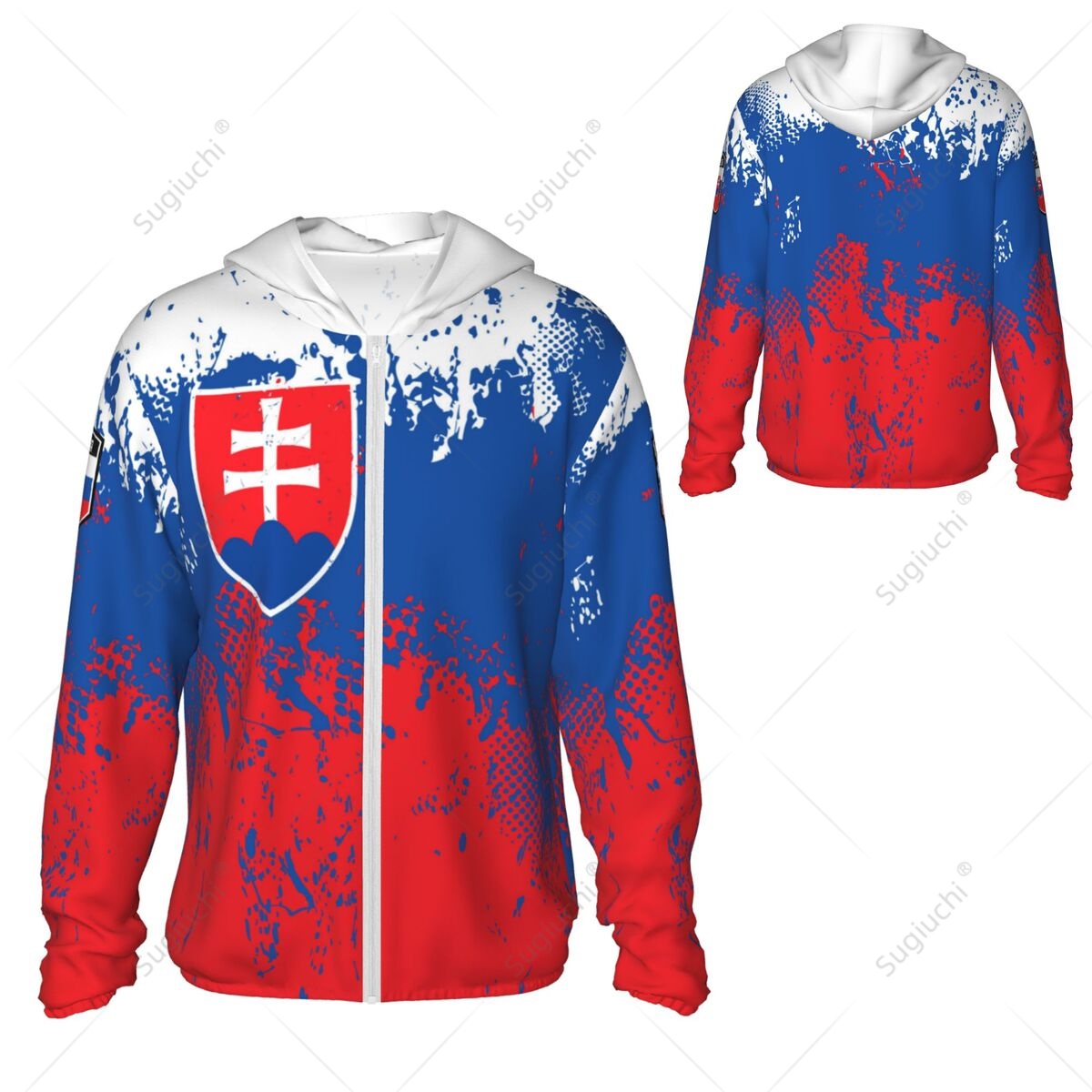 Fishing Hoodie - Flaga Słowacji Ochrona przeciwsłoneczna Bluza z