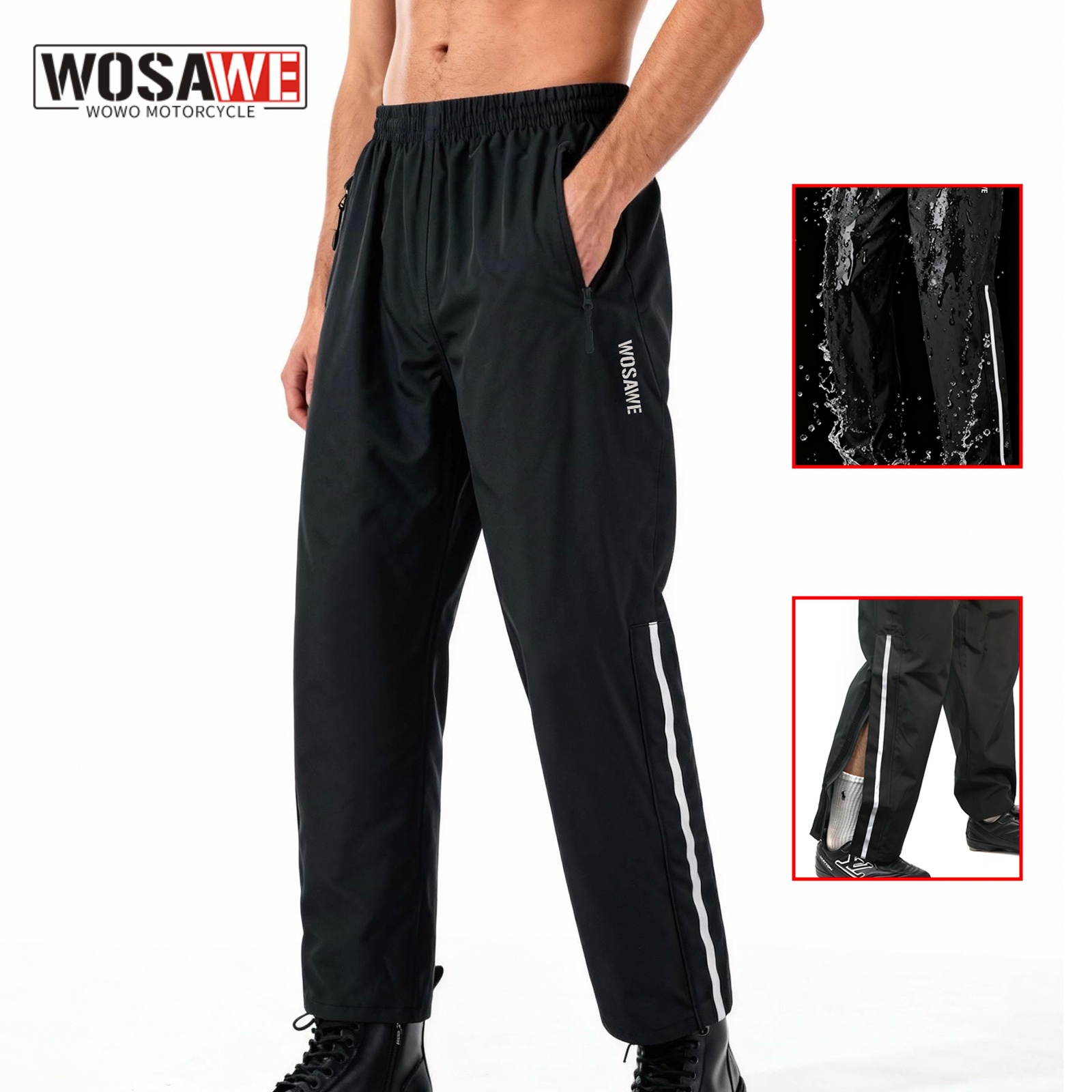 Fishing Pants Waterproof - Spodnie motocyklowe WOSAWE, wodoodporne, jednolite, unisex,