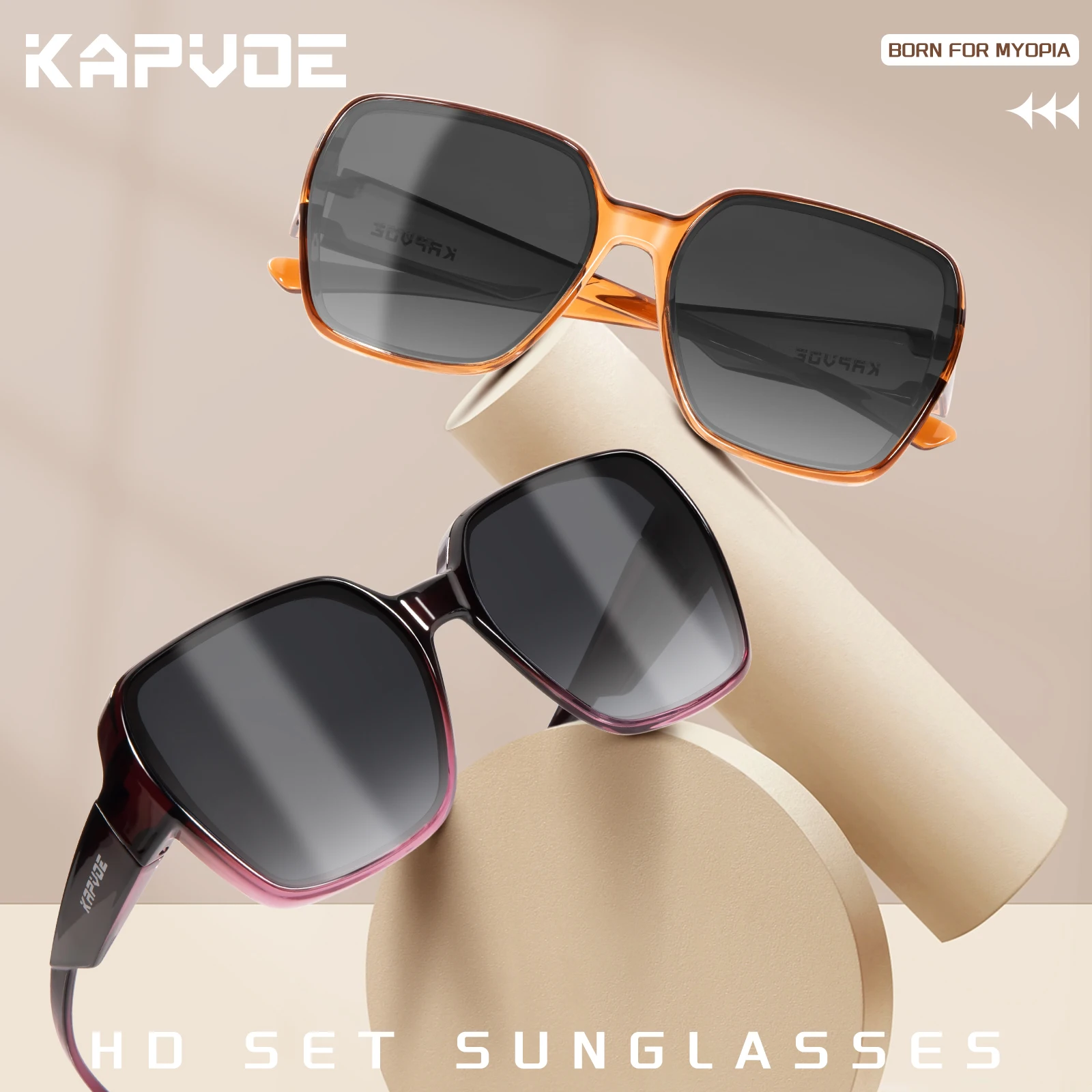 Fishing Sunglasses Polarized - Okulary przeciwsłoneczne Kapvoe Fitover, duże kwadratowe,