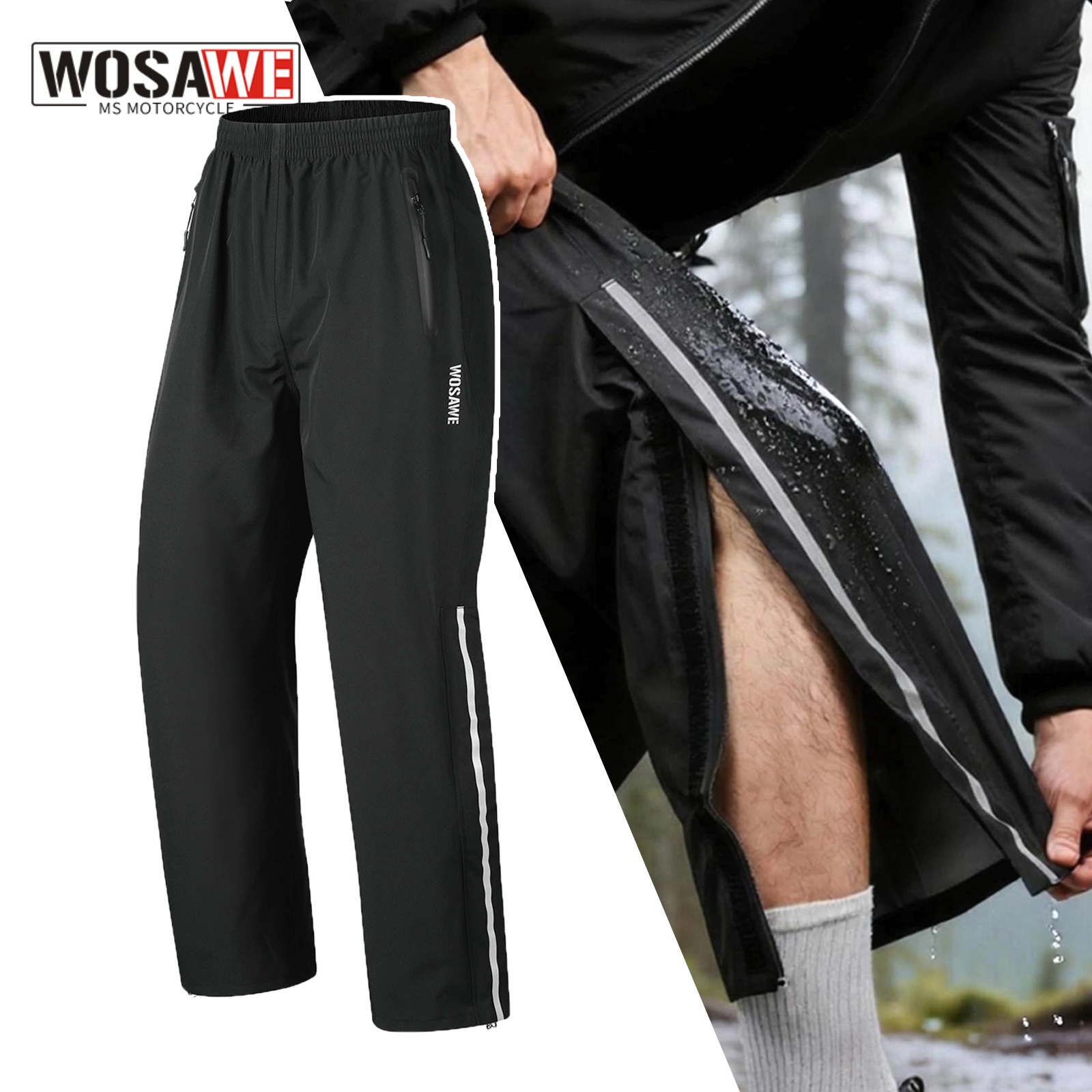Fishing Pants Waterproof - Spodnie przeciwdeszczowe WOSAWE wiatroodporne męskie damskie
